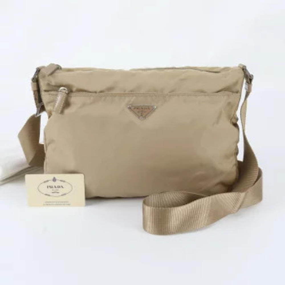 Prada Tessuto Triangle Shoulder Bag Brown